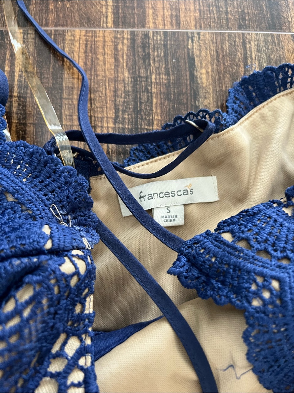 Francesca's Collections Navy Crochet Lace Bandeau Bralette